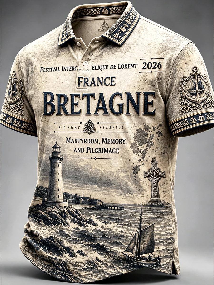 Polo décontracté à imprimé nautique Festival celtique de Lorient français pour homme