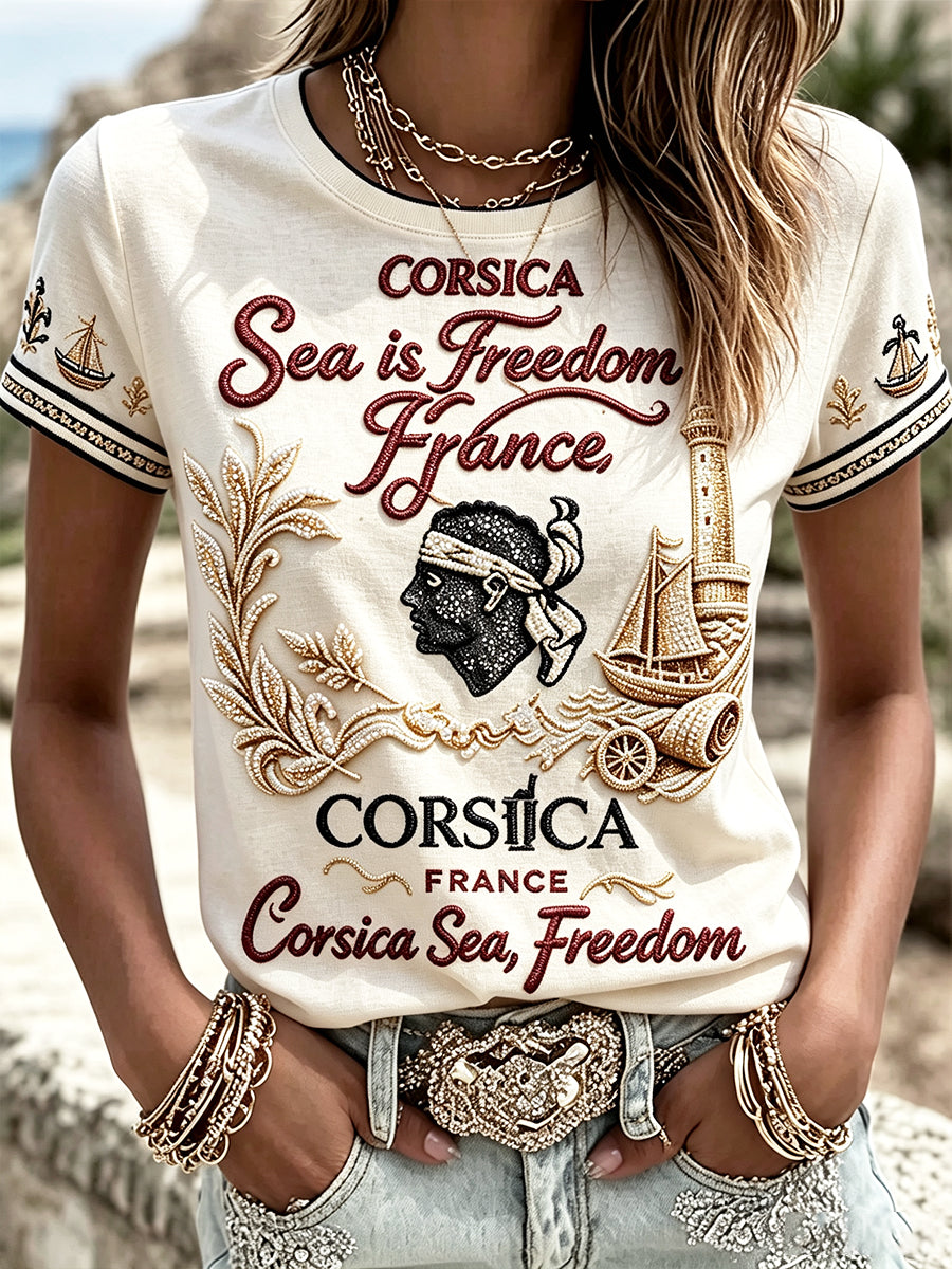 T-shirt décontracté pour homme, imprimé en 3D, style corse français