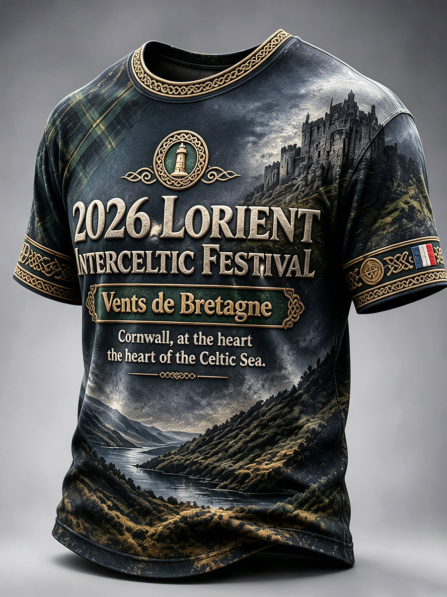 T-shirt décontracté pour homme, imprimé Festival celtique de Lorient, France