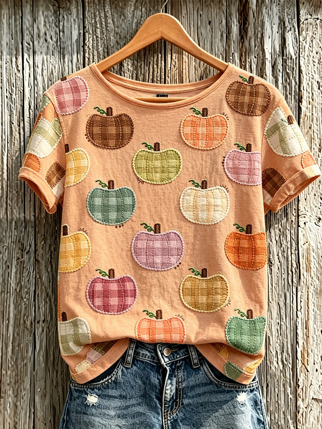 T-shirt décontracté imprimé à motif citrouille d'automne pour femmes