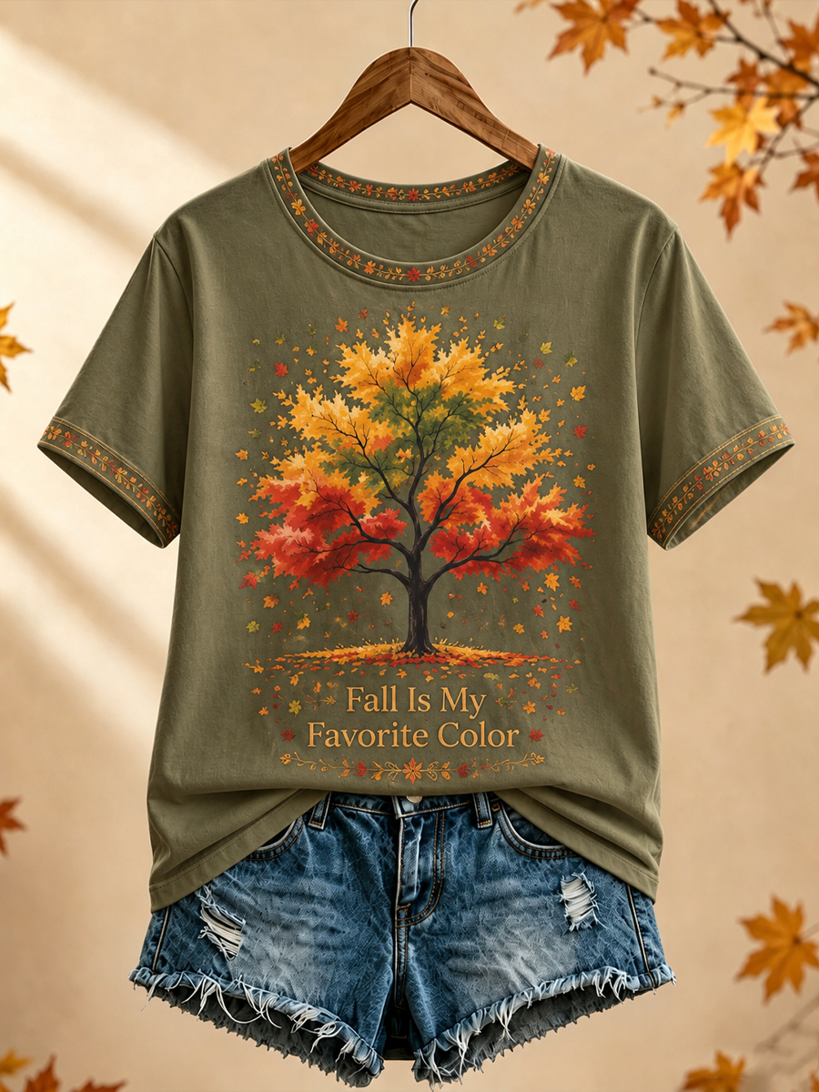 T-shirt à manches courtes «L’automne des femmes est ma couleur préférée»