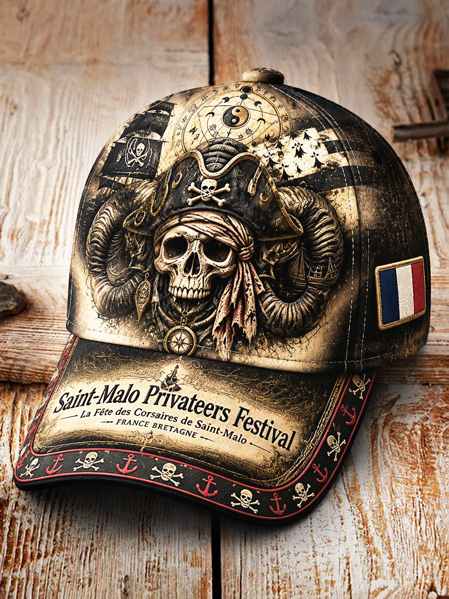 Chapeau Décontracté à Imprimé Gothique Pirate de Bretagne Française