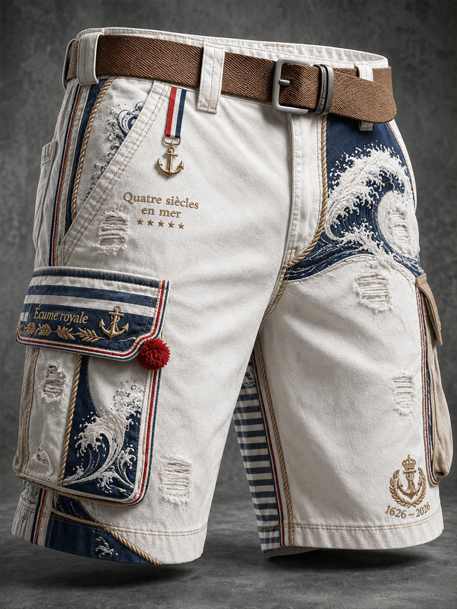 Short décontracté pour homme avec impression d’art de la Marine française