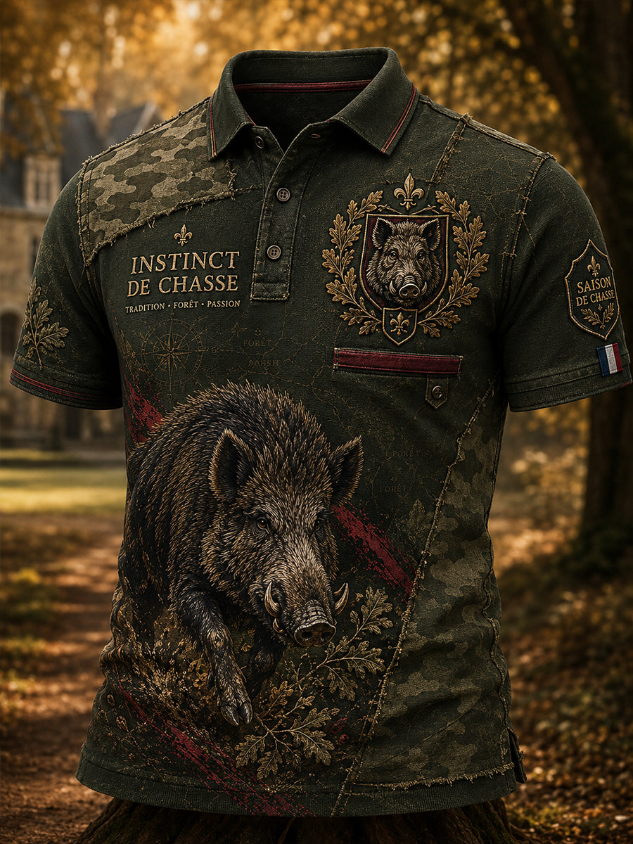 T-shirt à manches courtes pour la saison de chasse française, modèle homme