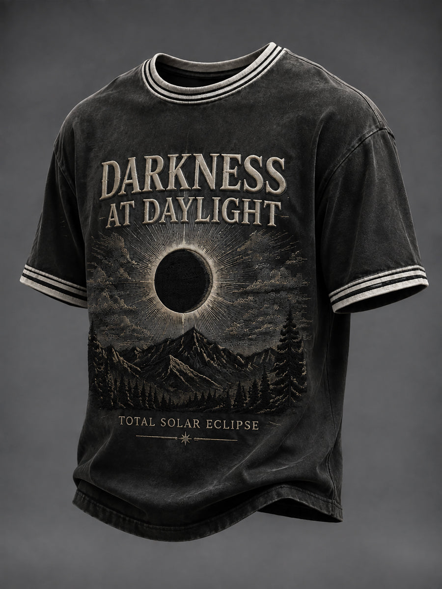 T-shirt graphique vintage pour hommes de l'éclipse solaire européenne