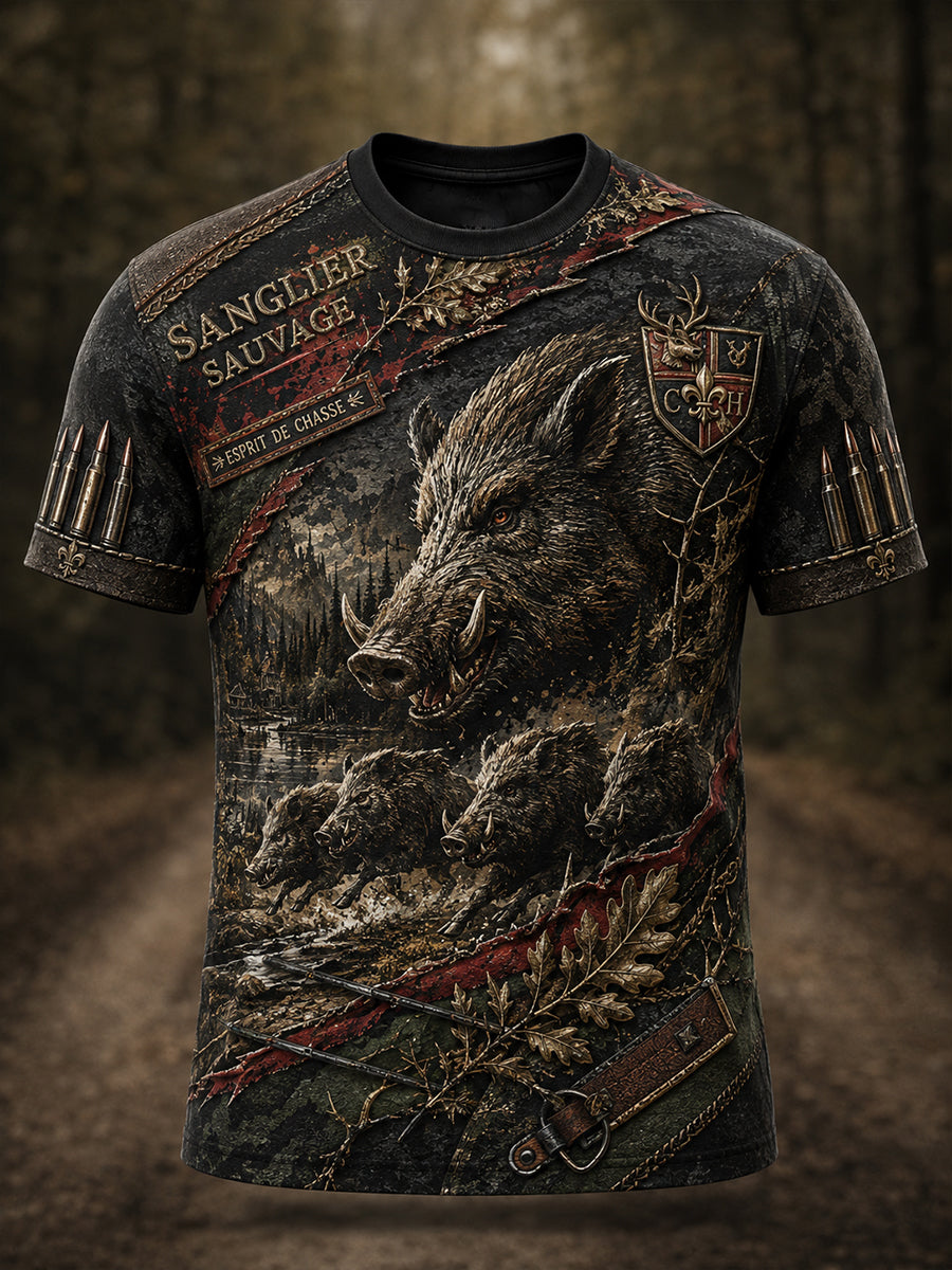 Chemise française de chasse à manches courtes pour homme