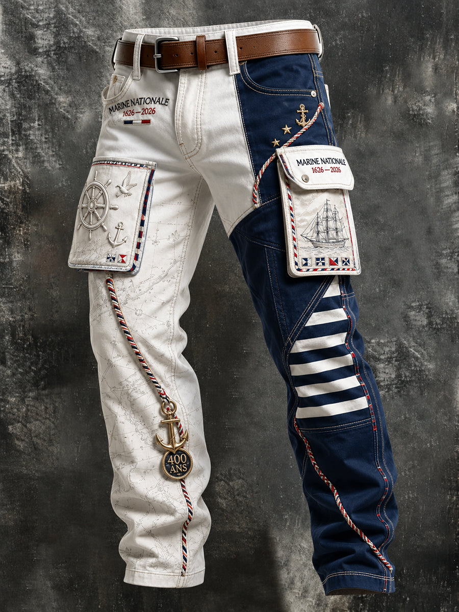 Pantalon de travail décontracté bleu marine pour homme