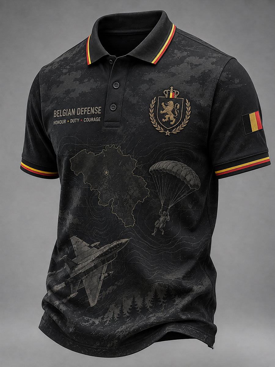 Polo homme à manches courtes au motif vintage de style militaire