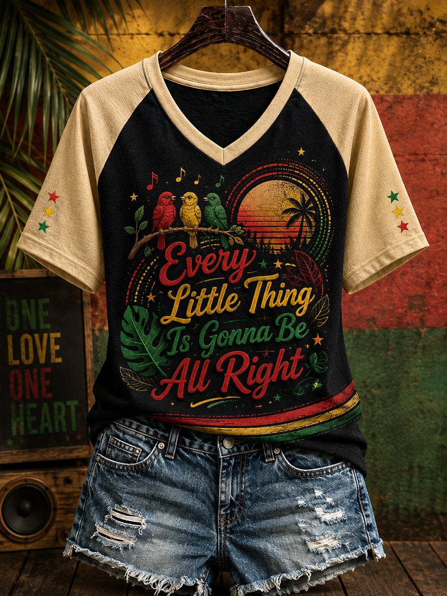 T-shirt femme à col en V et manches raglan, orné d’un slogan amusant et d’un imprimé graphique