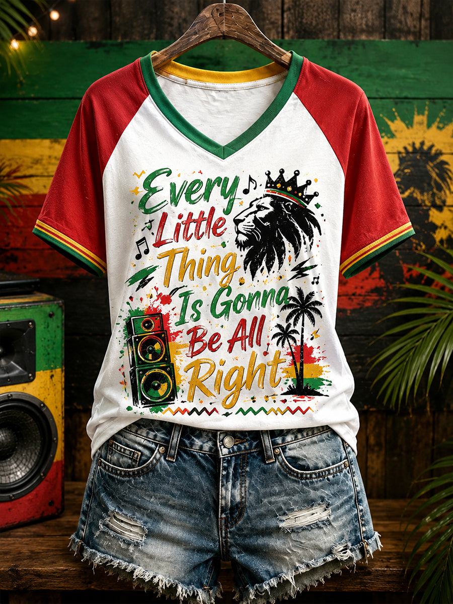 T-shirt femme à col en V et manches raglan, orné d’un slogan amusant et d’un imprimé graphique
