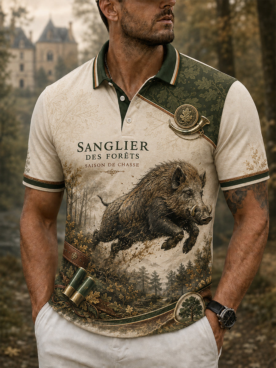 Chemise française de chasse à manches courtes pour homme