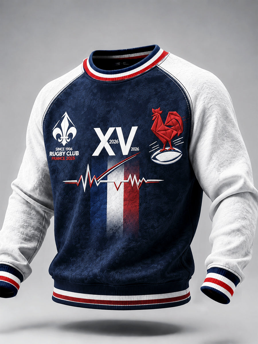 Sweat-shirt décontracté pour homme, motif coq français, collection automne rugby