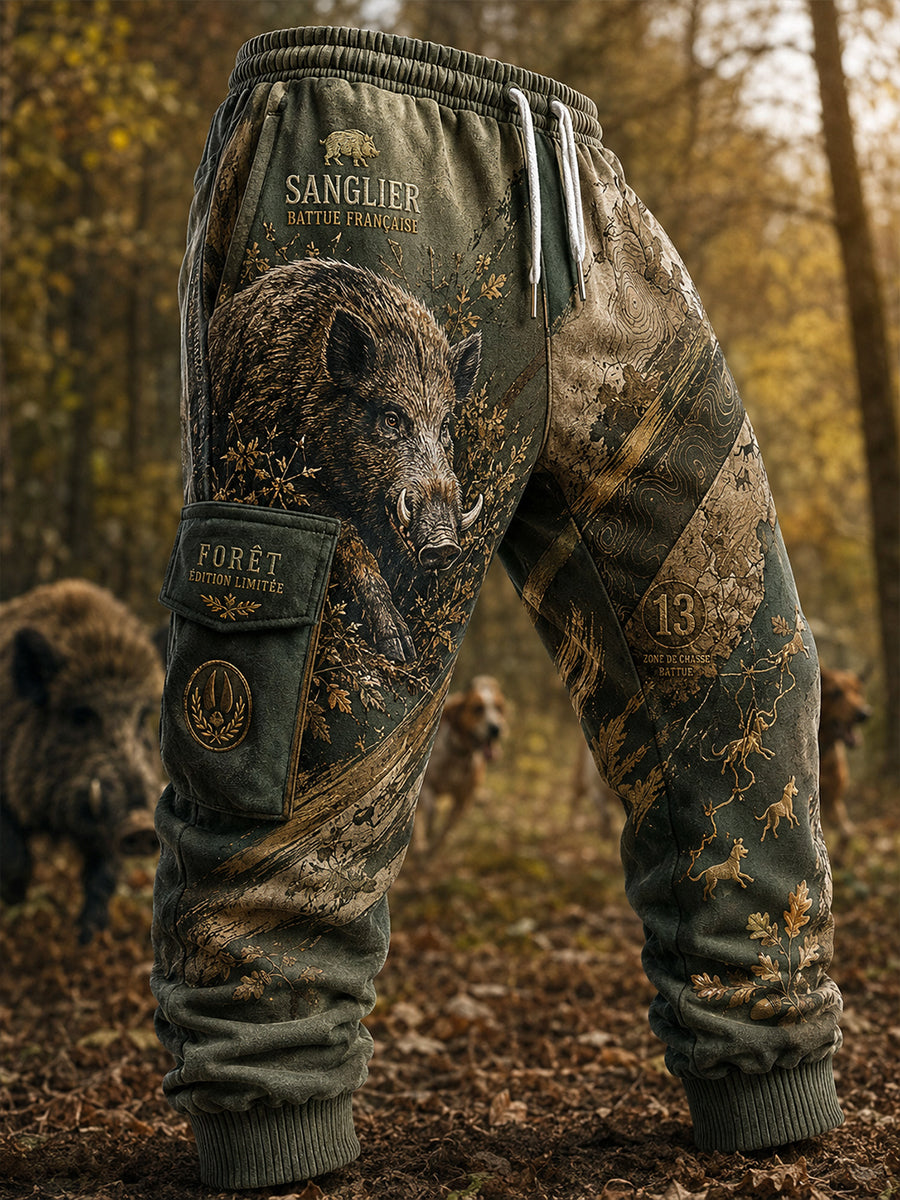 Pantalons de survêtement décontractés pour homme, imprimé chasse à la française