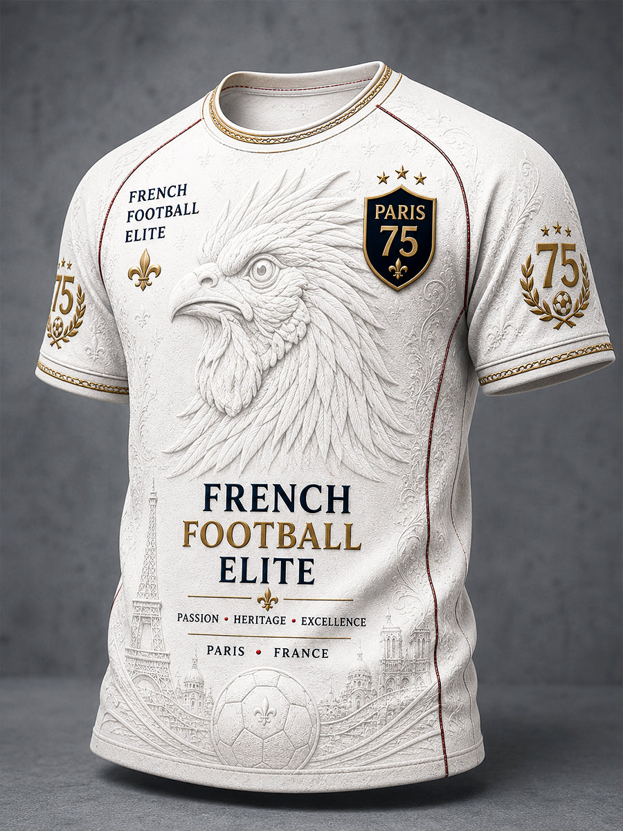 T-shirt Décontracté Homme Blanc Français Ligue 1 Paris Saint-Germain Football Club Imprimé