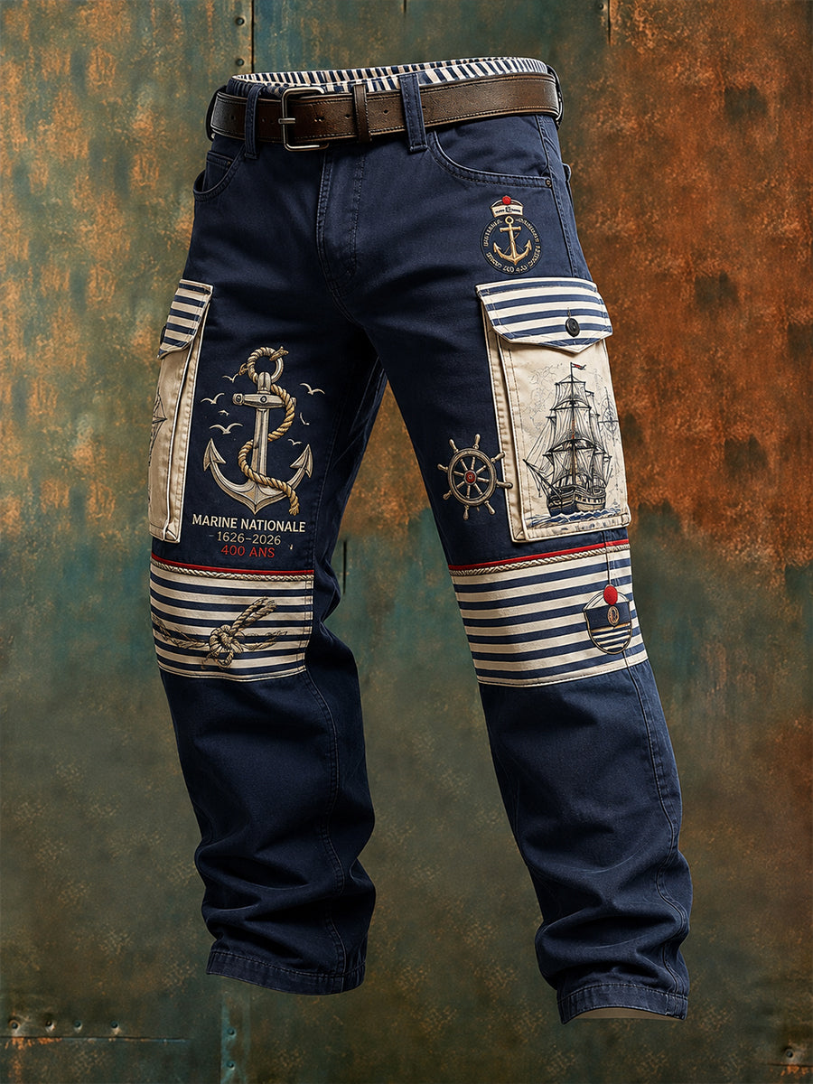 Pantalon de travail décontracté bleu marine pour homme