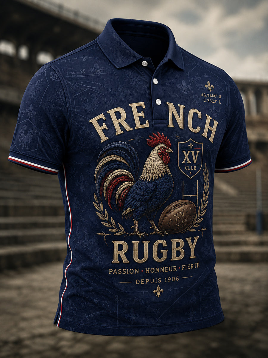T-shirt manches courtes de rugby français pour hommes