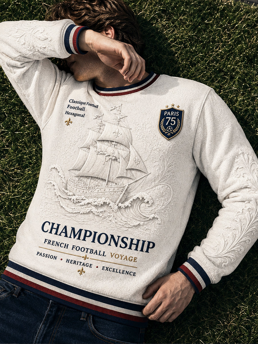 Sweat-shirt décontracté pour homme, couleur blanc cassé, à imprimé Paris Saint-Germain
