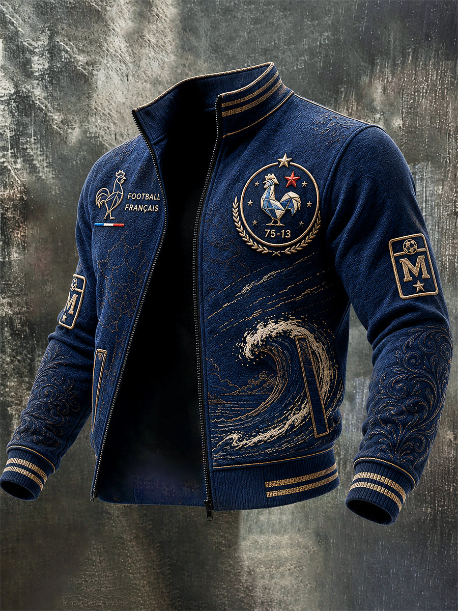 Veste à glissière décontractée pour homme de la Ligue 1 française Marseille Football Print