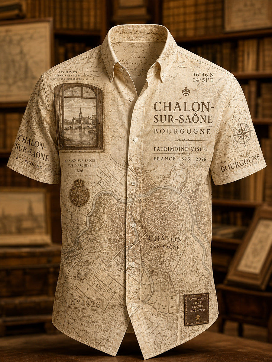 T-shirt manches courtes pour homme de France, imprimé «Bicentenaire de la photographie»