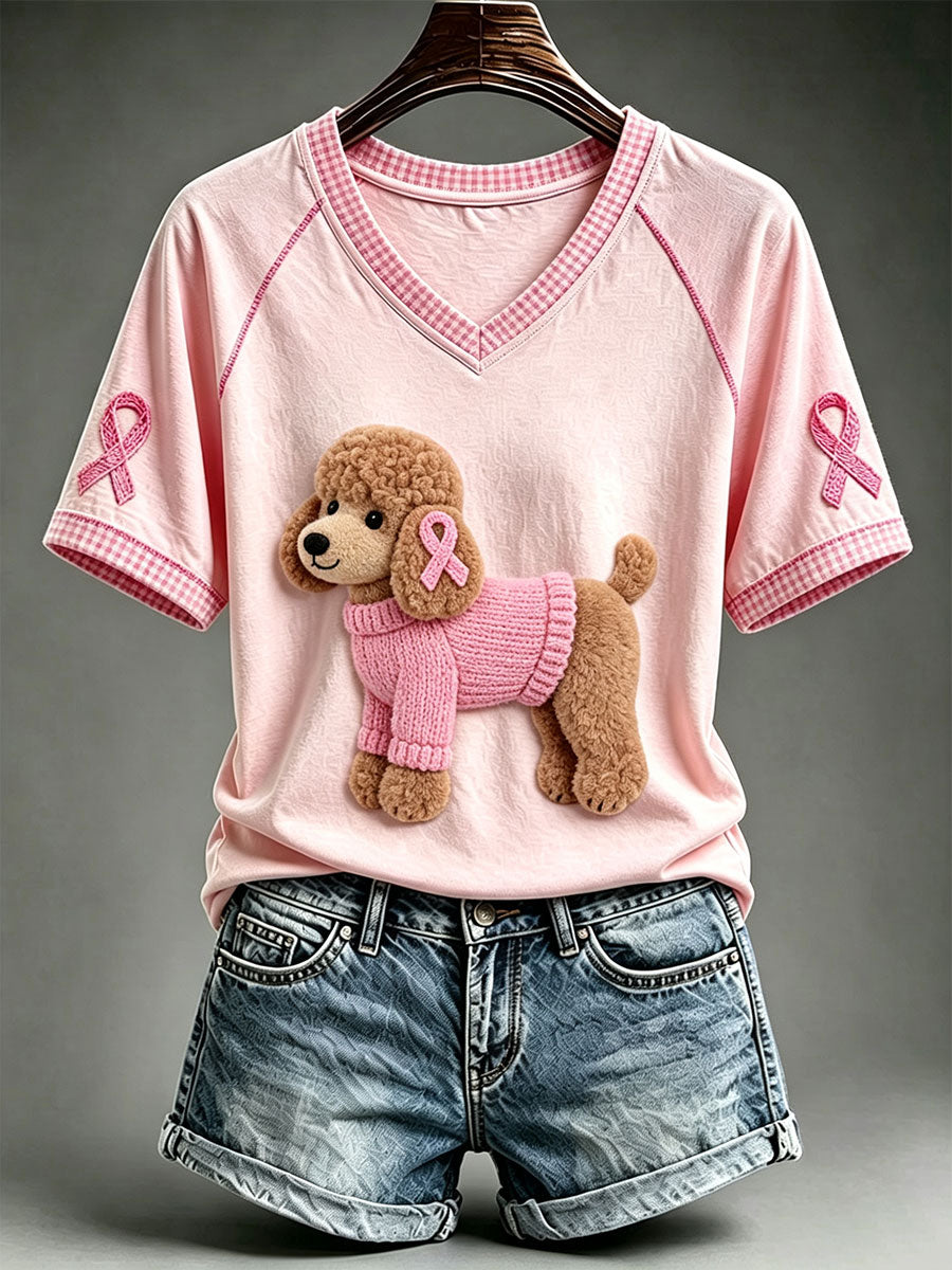T-shirt mignon pour femmes avec motif caniche