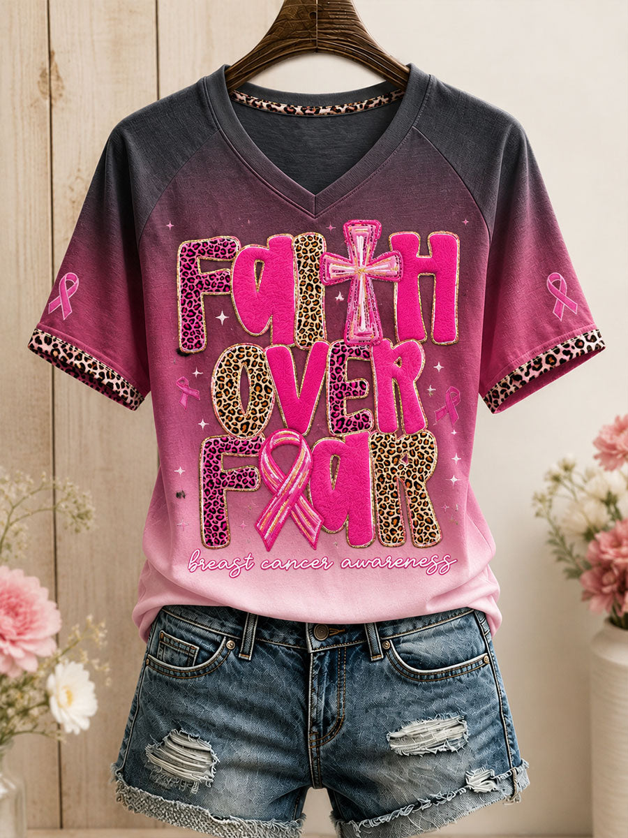 T-shirt imprimé d’art de sensibilisation au cancer du sein chez la femme