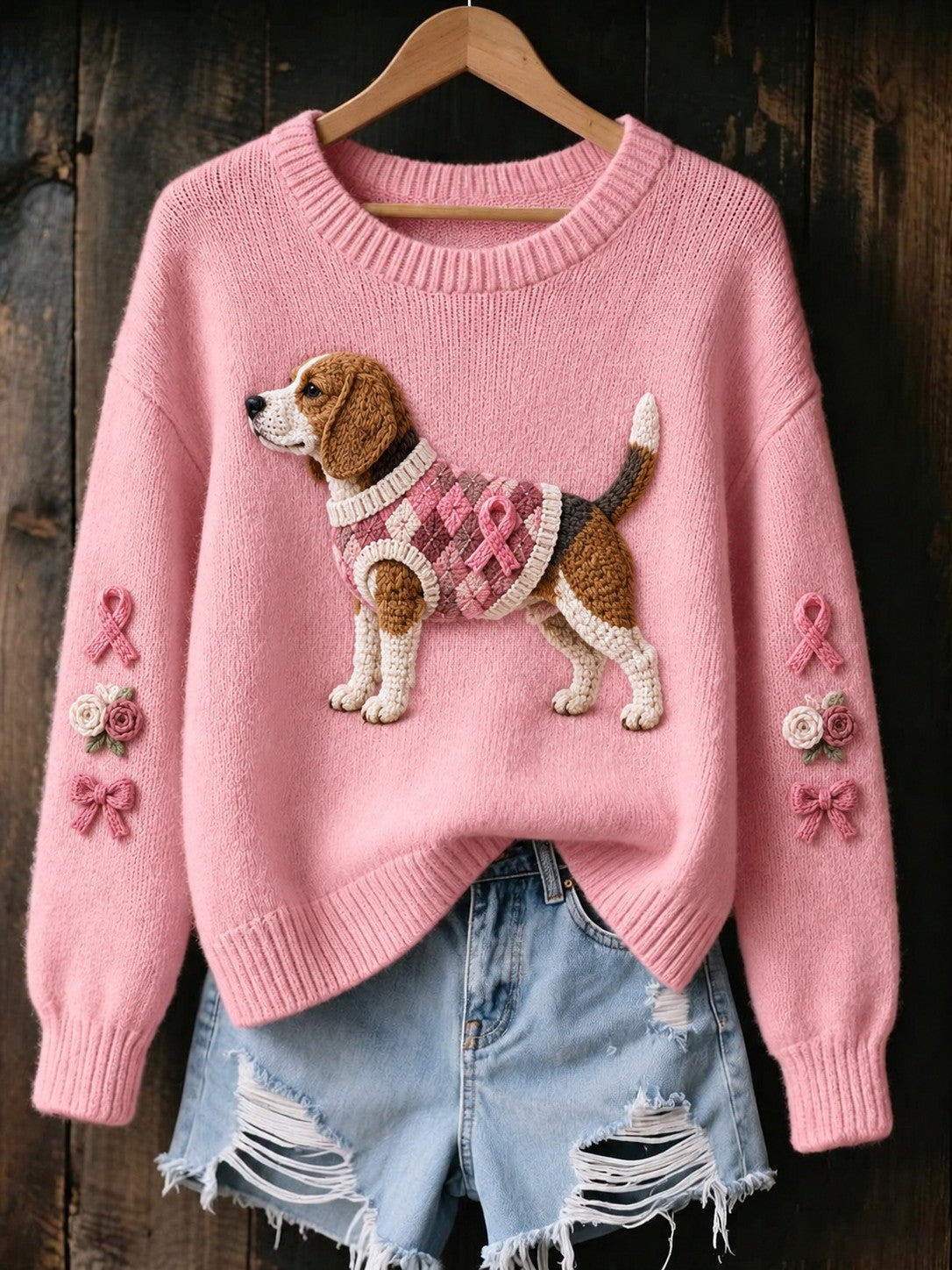 Pull Femme Cancer Du Sein Chien Imprimé