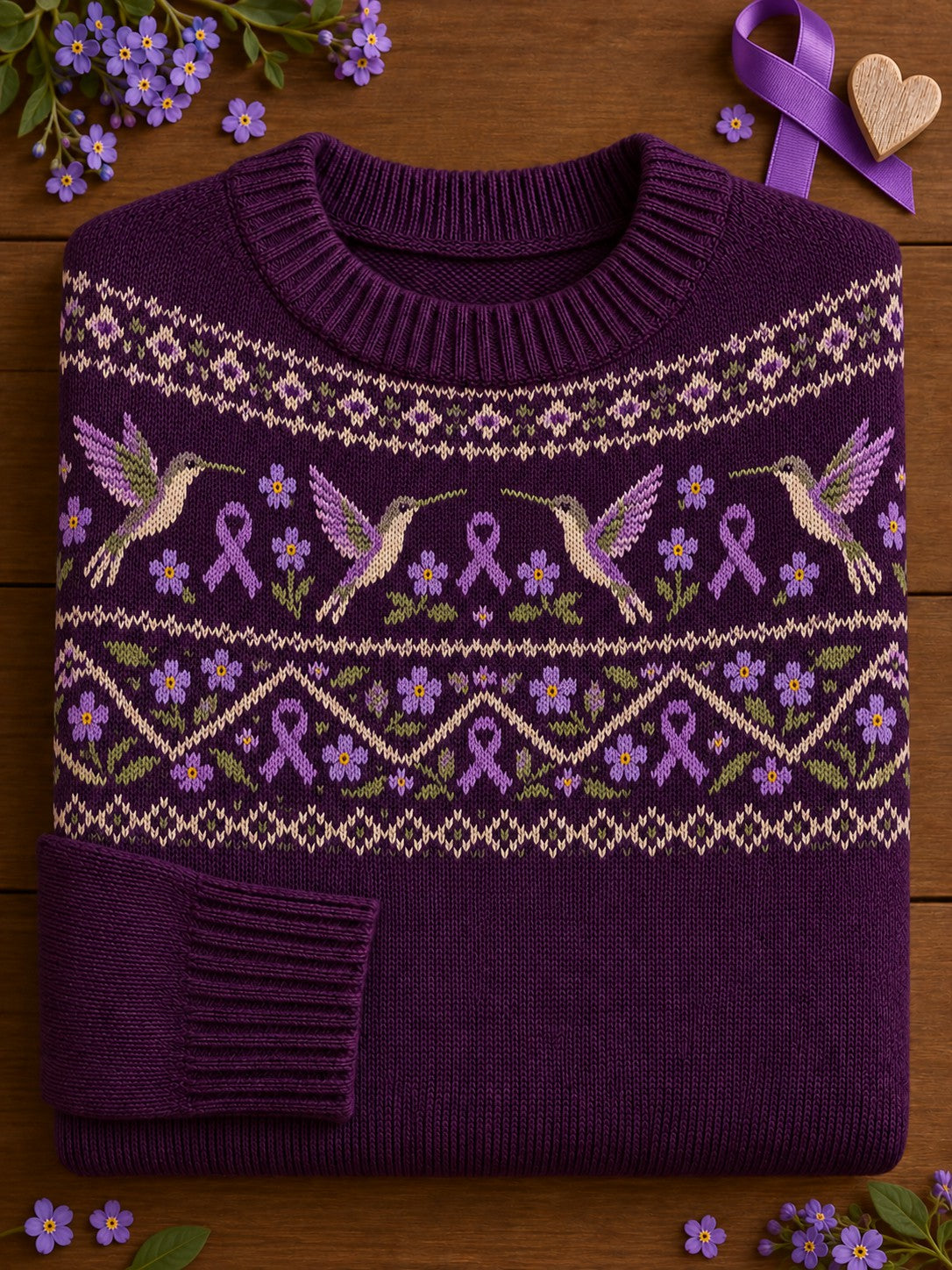 Pull pour femmes à imprimé floral sur le thème de la maladie d’Alzheimer