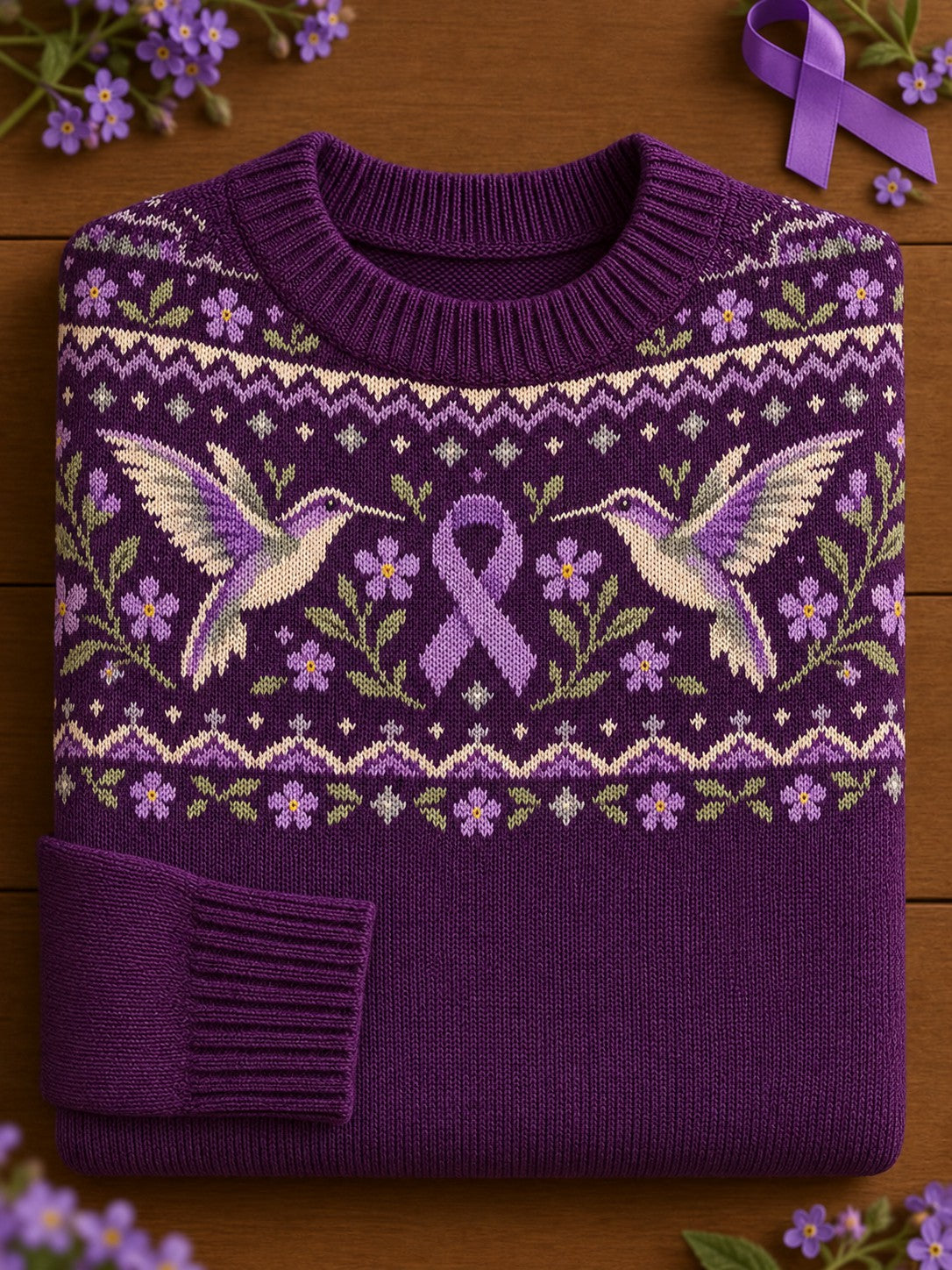 Pull pour femmes à imprimé floral sur le thème de la maladie d’Alzheimer