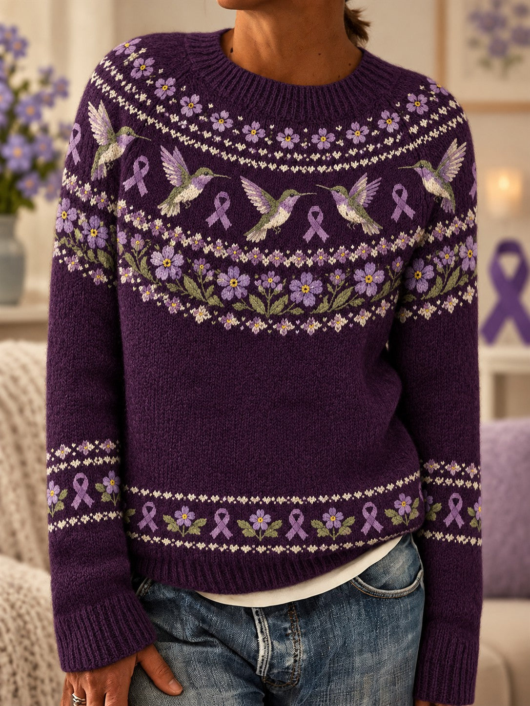 Chandail à imprimé fleurs pour femmes, maladie d'Alzheimer