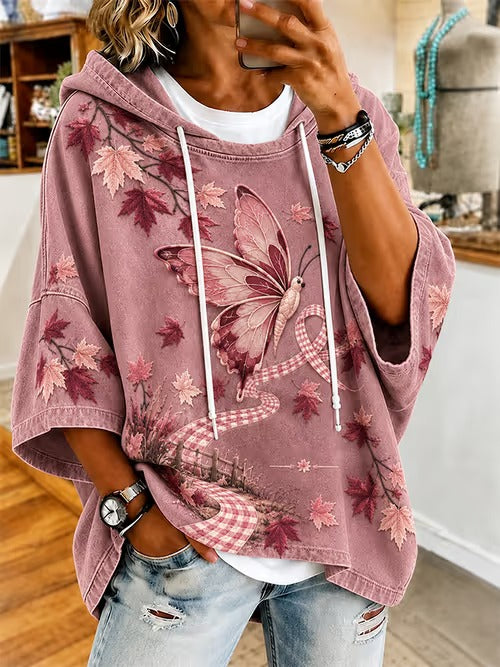 Sweat à capuche à manches courtes pour le cancer du sein chez la femme