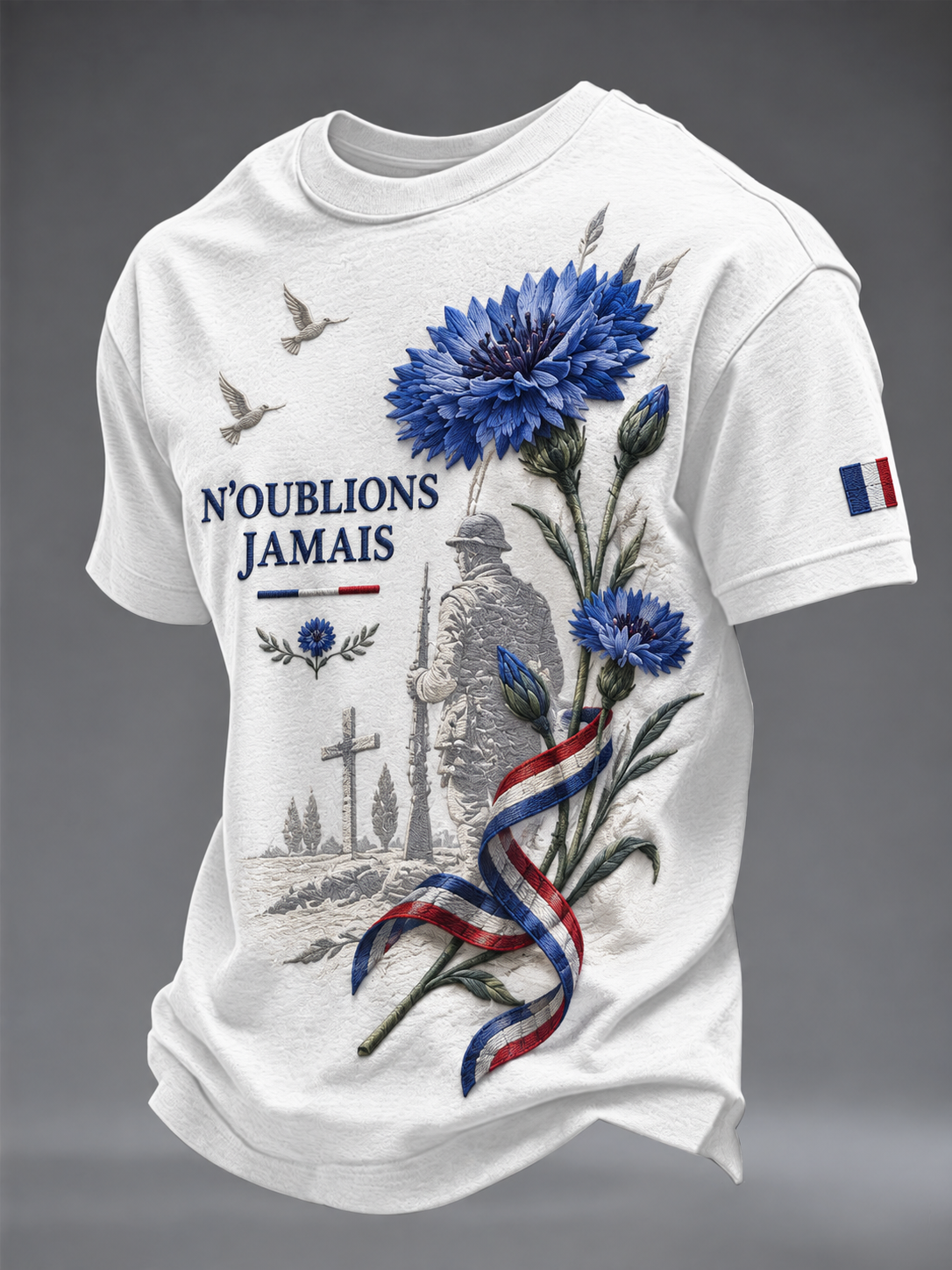 T-shirt à manches courtes imprimé «N'OUBLIONS JAMAIS» pour homme