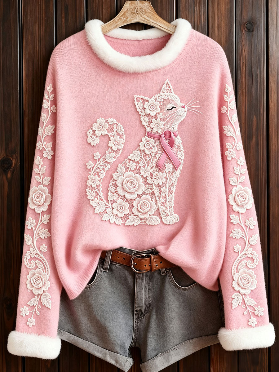 Women's Breast Cancer Awareness Tops sur le thème du chat