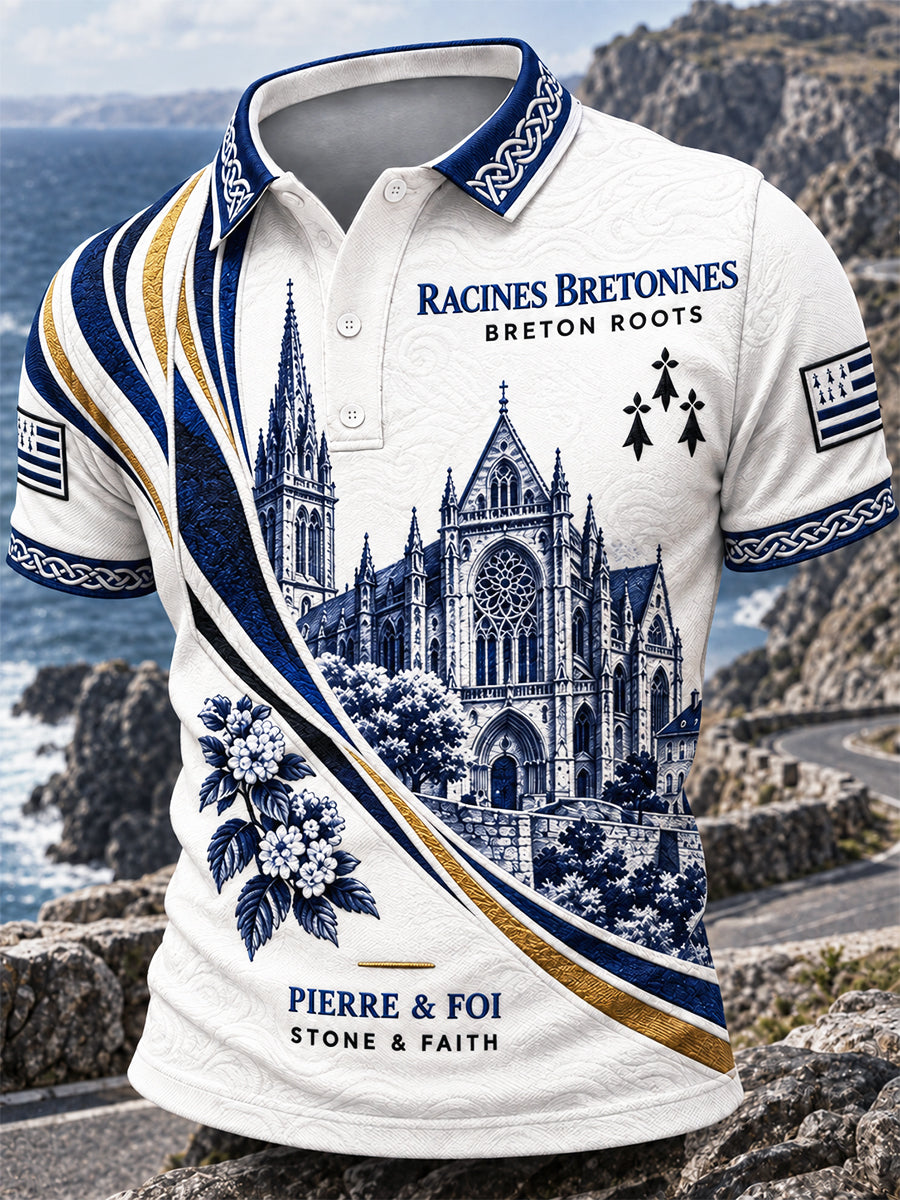Polo décontracté imprimé Bretagne française pour hommes