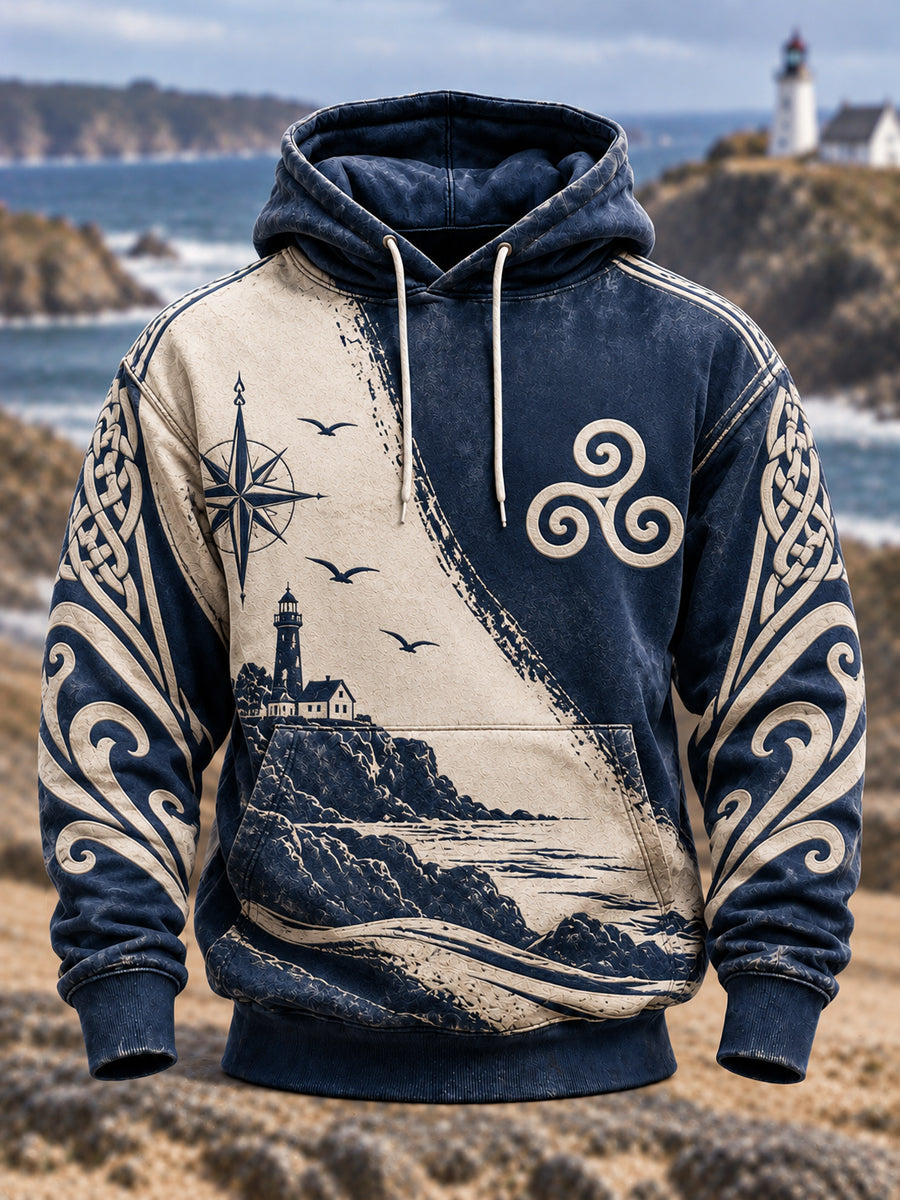 Sweat à capuche oversize à épaules tombantes avec poches pour homme, style Bretagne, France