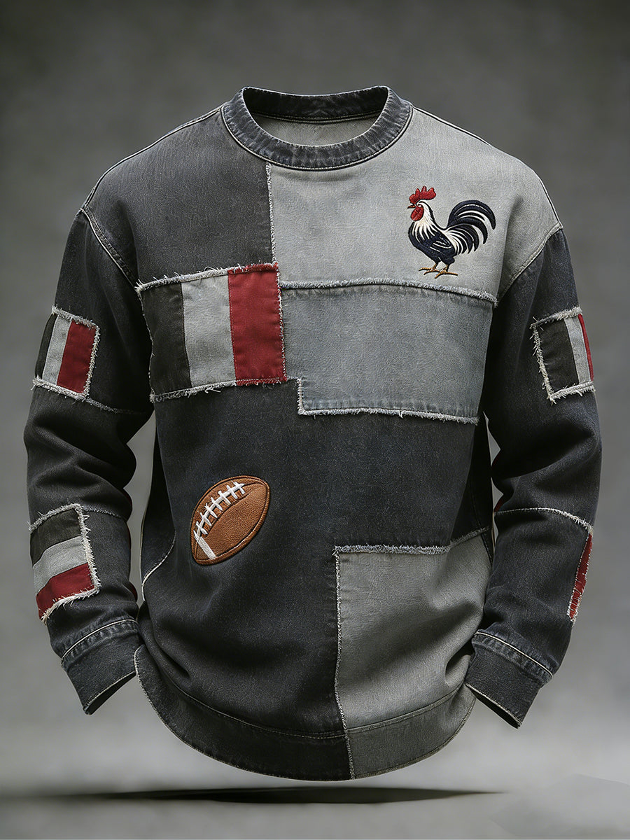 Haut confortable en tricot gaufré décontracté de style rugby français rétro