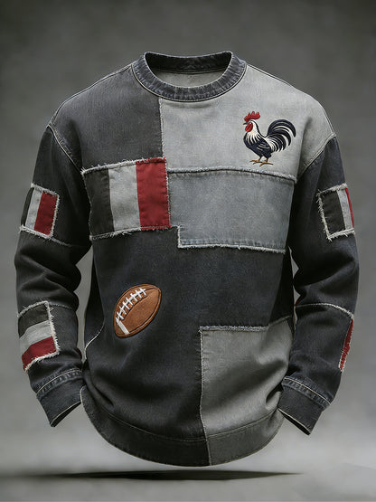 Haut confortable en tricot gaufré décontracté de style rugby français rétro