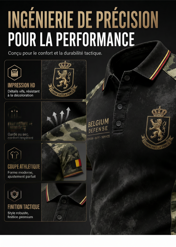 Polo à manches courtes pour homme avec imprimé de style militaire