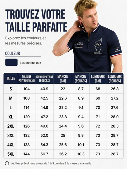 T-shirt manches courtes à fermeture Éclair pour homme, modèle Corse
