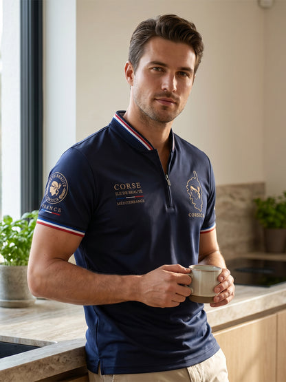 T-shirt manches courtes à fermeture Éclair pour homme, modèle Corse