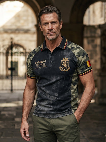 Polo à manches courtes pour homme avec imprimé de style militaire