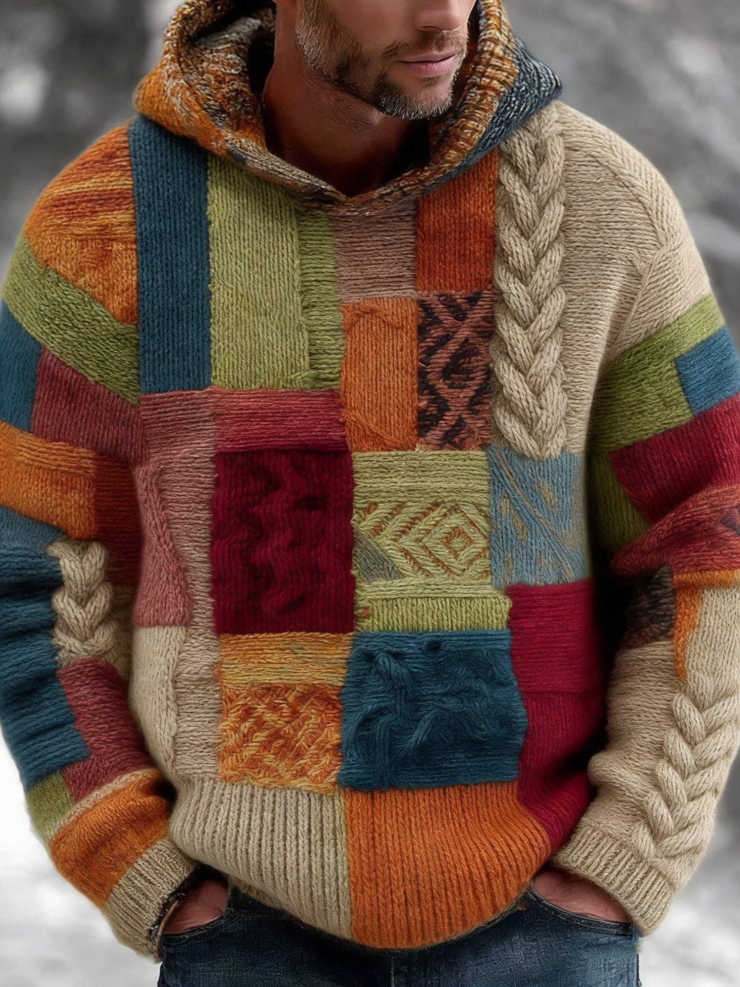 Sweat à capuche géométrique Art Homme