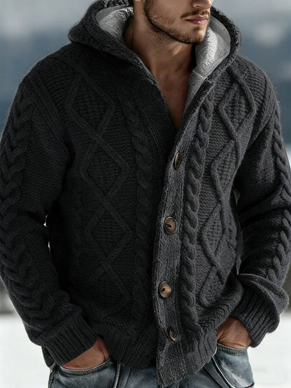 Cardigan à capuche en tricot automne et hiver pour hommes