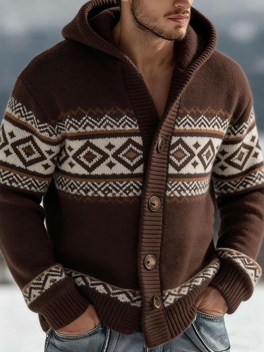 Cardigan à capuche en tricot automne et hiver pour hommes