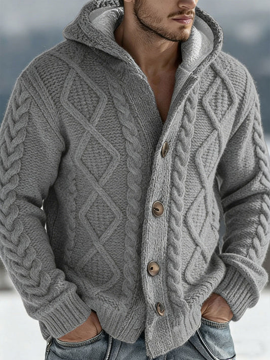 Cardigan à capuche en tricot automne et hiver pour hommes