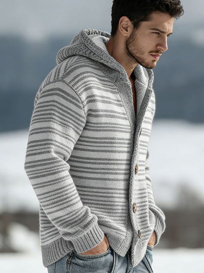 Cardigan à capuche en tricot automne et hiver pour hommes