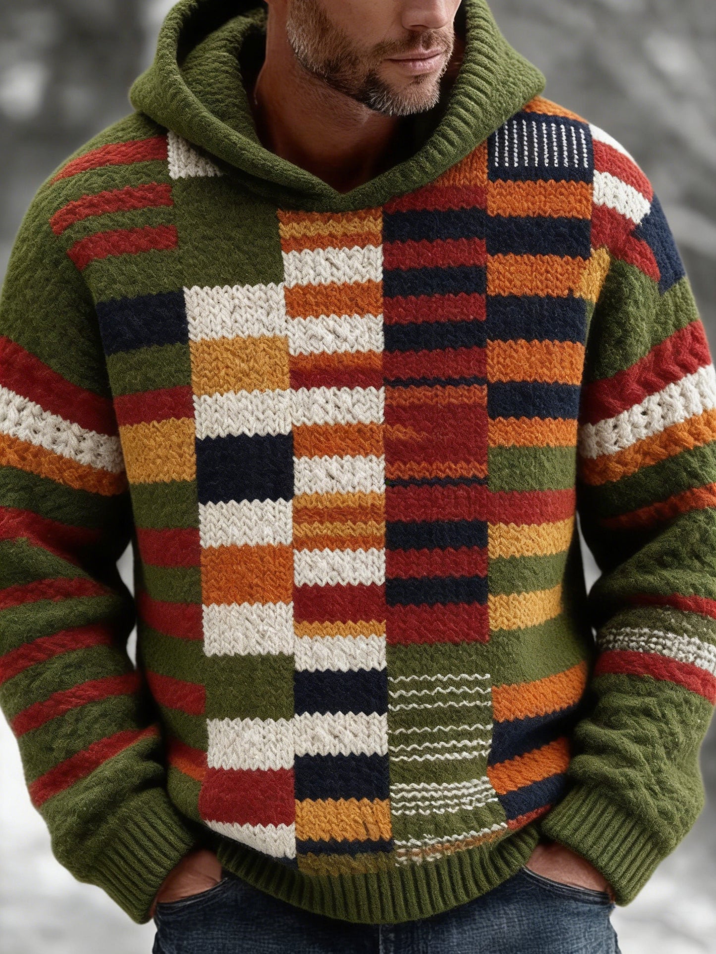 Sweat à capuche géométrique Art Homme