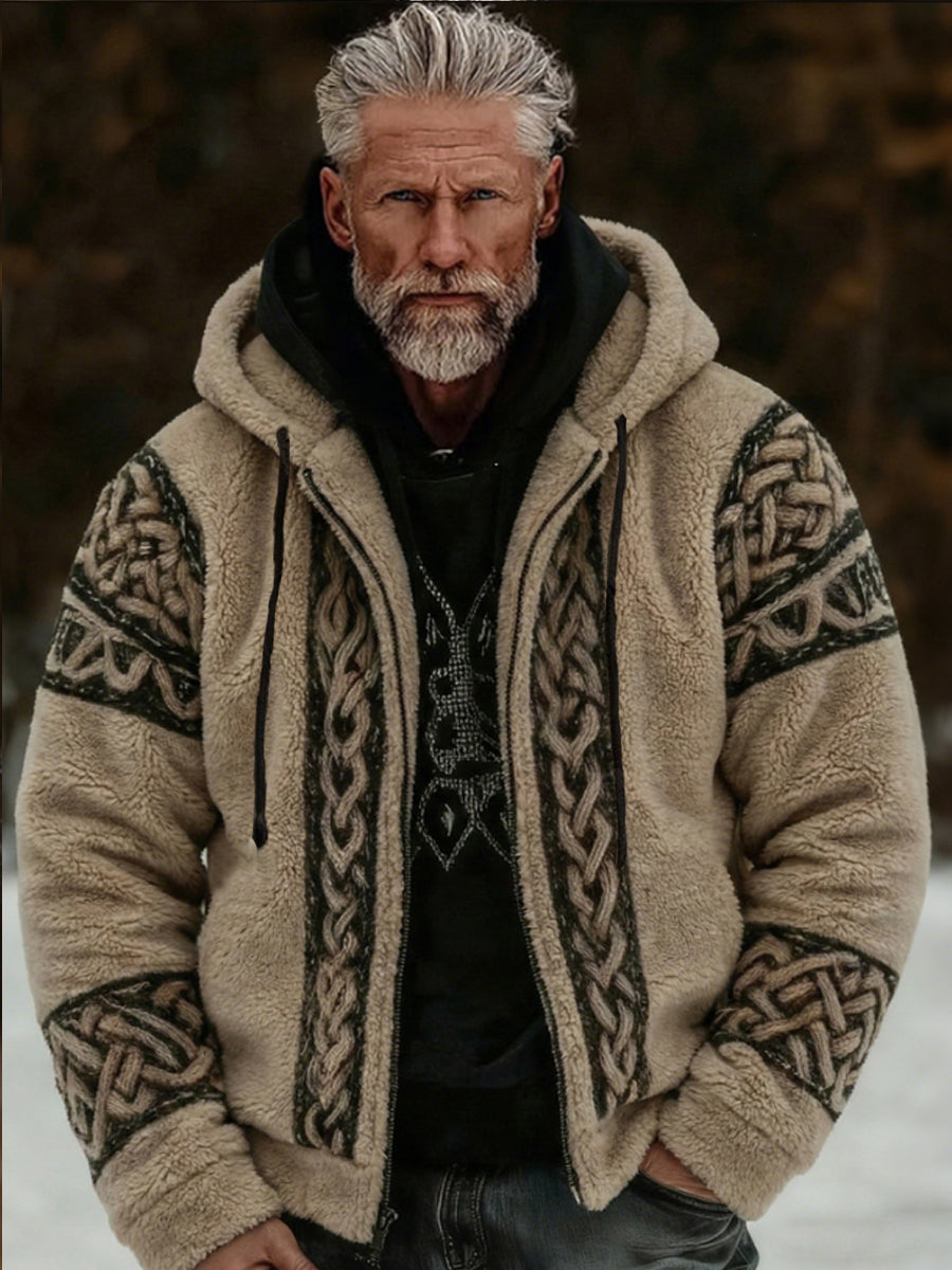 Veste en flanelle à capuche zippée confortable pour hommes Viking Celtic Art