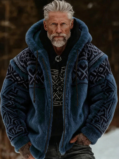 Veste à capuche zippée chaude confortable en peluche Viking Celtic Art pour hommes
