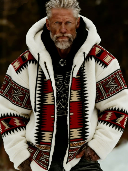 Veste à capuche zippée chaude confortable en peluche Viking Celtic Art pour hommes