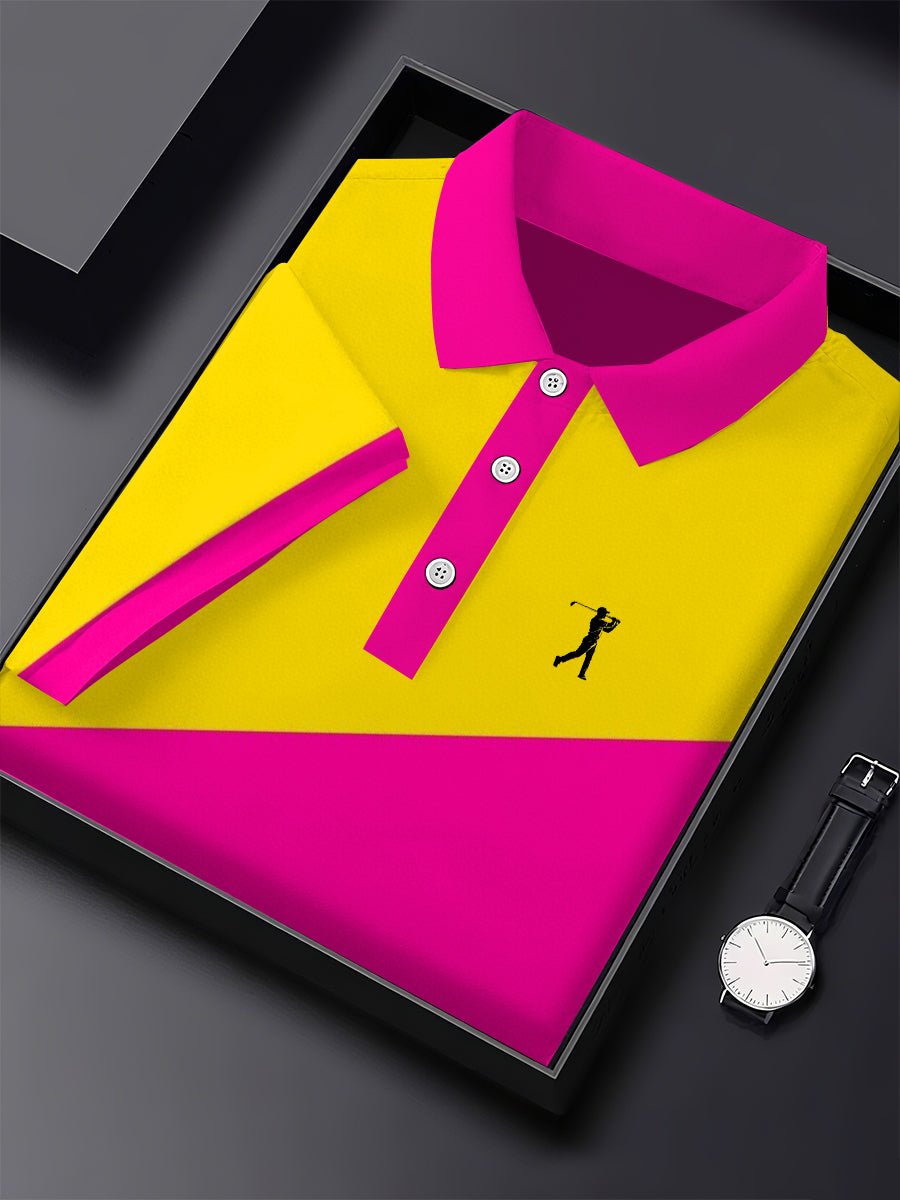Polo décontracté imprimé de style d'affaires vintage pour hommes